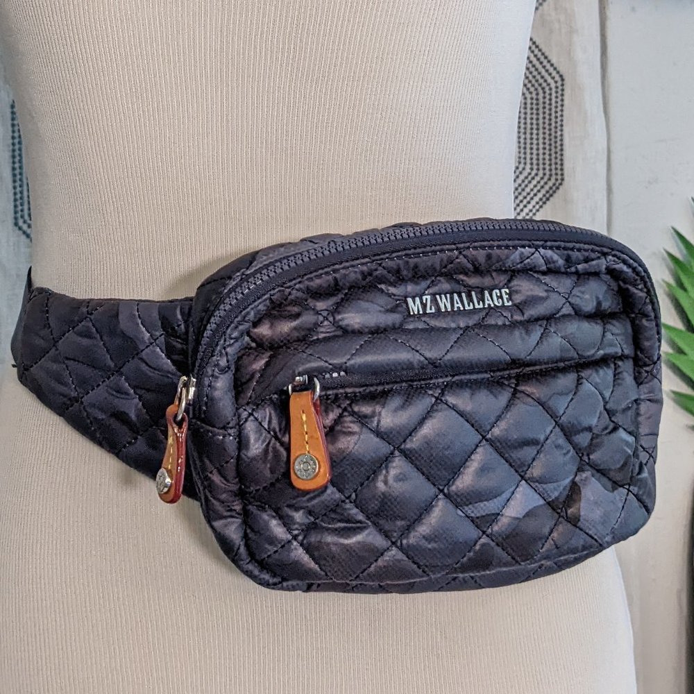 MZ Wallace Dark Blue Camo Metro Belt Bag